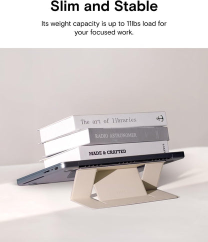 MOFT Laptop Stand for Desk, Adhesive MacBook Computer Stand with 2 Adjustable Viewing Angles, Foldable and Portable Laptop Riser Compatible with 11"-16" Laptops, Earthen Beige