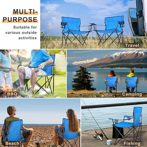 Joyfair Camping Chairs for Lawn & Beach, Large for Adults, Blue