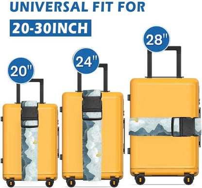 Luggage Straps for Suitcases Travel Belt Accessories, Cute Suitcase Strap, Adjustable Luggage Belt Strap, Heavy Duty with Quick-Release Buckle Luggage Strap Cute Drawing Mountain