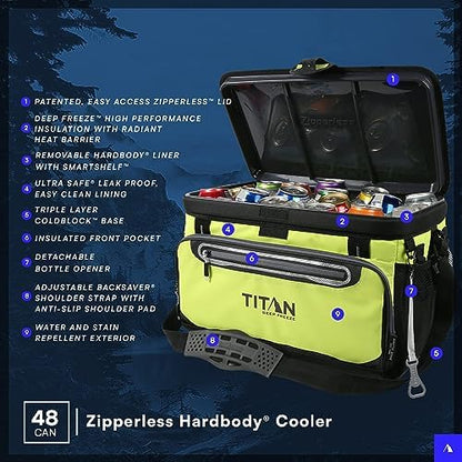 Titan Zipperless HardBody Cooler, Keeps Ice 2 Days
