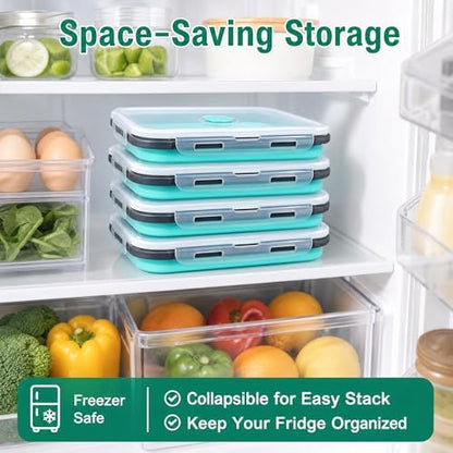 Collapsible Food Storage Containers with Lids - for Camping RV Accessories