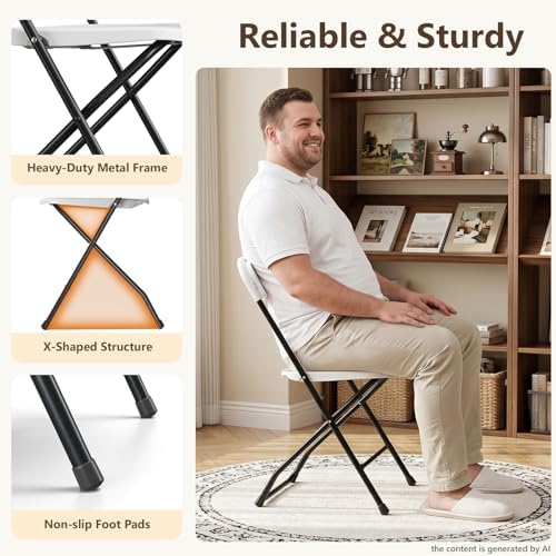 Folding Table Set with 2 Pack Folding Chairs, No Assembly Portable Event Table and Chairs Set, Heavy Duty Foldable Card Table and Chairs for Outdoor, Camping, Patio, Picnic, Dining, Indoor(White)