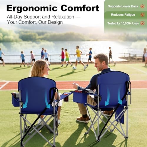 Folding Portable Camping Chair with Cooler, Cup Holder & Storage Pocket