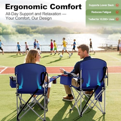 Folding Portable Camping Chair with Cooler, Cup Holder & Storage Pocket
