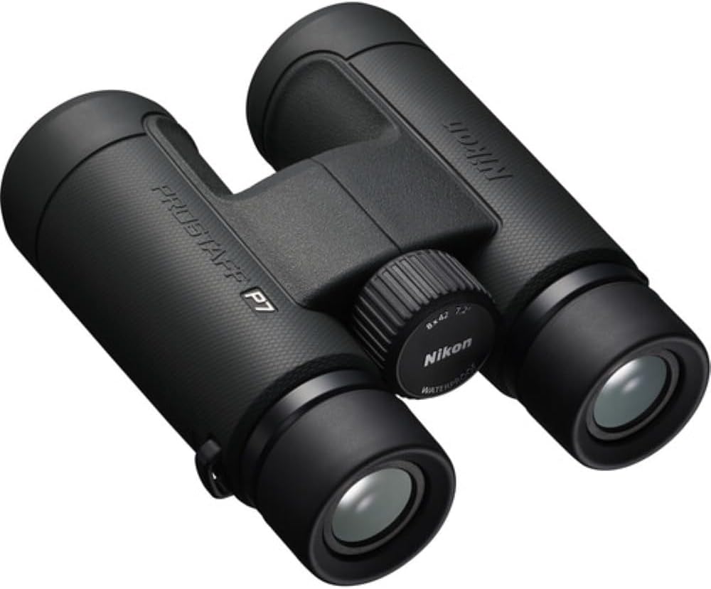 Nikon PROSTAFF P7 8x42 Binoculars Bundled with Harness Strap + Deluxe Cleaning Kit + Smartphone to Binocular Adapter + Microfiber Cleaning Cloth (5 Items)