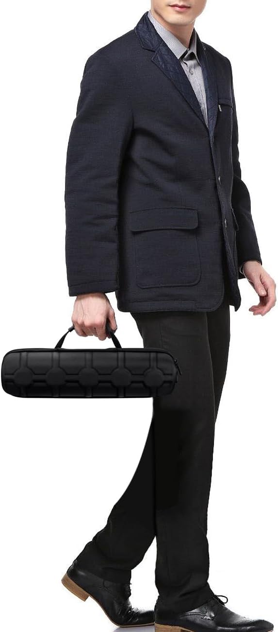 Juntan 5 Slots Hard Watch Travel Case, Portable Nylon Zipper Storage Organizer Box for Men Women with Soft Compressible Foam Pillow Black