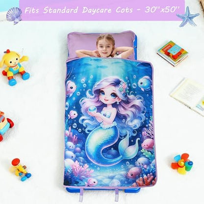 Lasoftan Toddler Nap Mat with Pillow and Blanket, Extra Large Rolled Napping Mats,Slumber Bags for Boys Girls,Kids Sleeping Bag for Daycare, Preschool Travel Camping