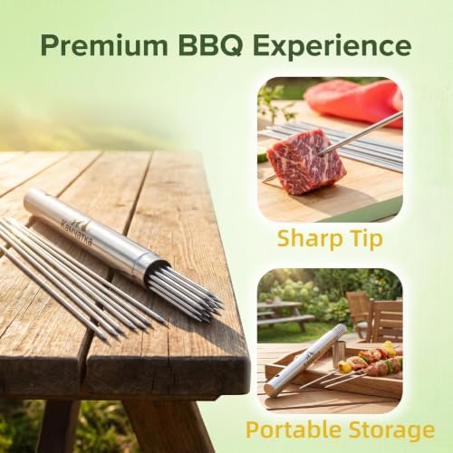 50 Pack 13.5 Inch Stainless Steel BBQ Skewers
