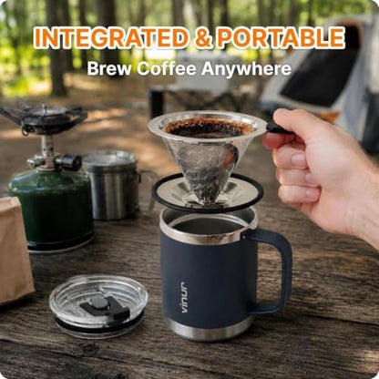 Pour Over Coffee Maker-12 oz Insulated Mug With Stainless Steel Filter