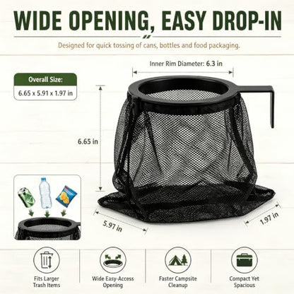 Outdoor Cooler Mesh Trash Bag Attachment,Cooler Can Trash Bag,Tool-Free Trash Can Accessory Fits Most Roto-Molded Coolers for Camping, Fishing, Boats, Pontoons, Kayaks, Truck Beds, SXS & ATV