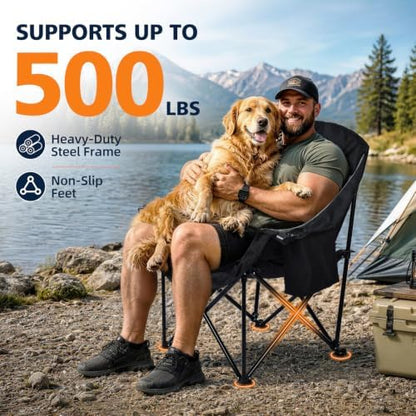 Oversized Camping Chair - Heavy Duty Padded Lawn Chair for Adults