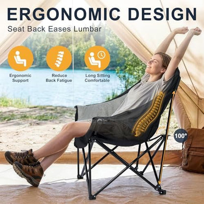 Oversized Camping Chairs 2 Pack, 500 LBS Heavy Duty Folding Chairs, Grey
