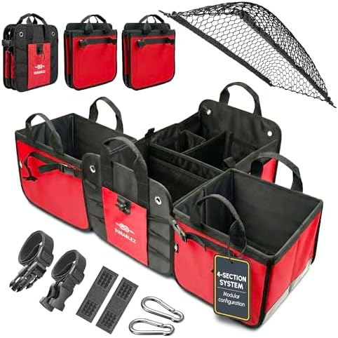 Extra Large Modular Car Trunk Organizer System, Red
