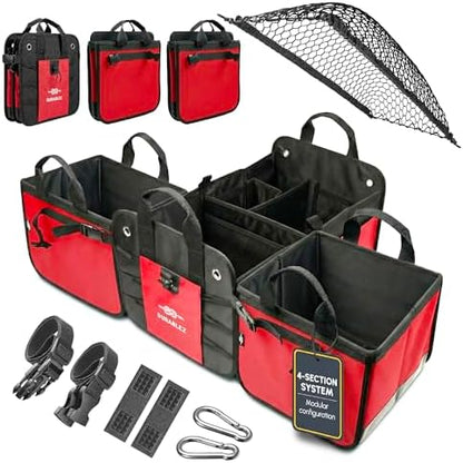 Extra Large Modular Car Trunk Organizer System, Red