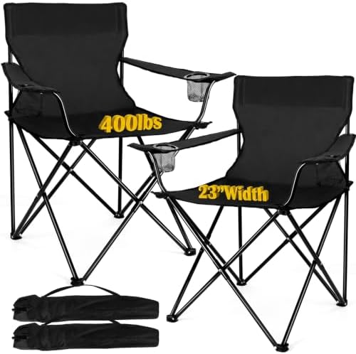 Joyfair Camping Chairs for Lawn & Beach, Large for Adults, Black