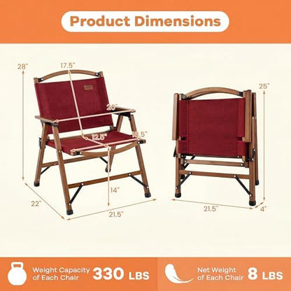GYMAX Camping Chairs, 330lbs Folding Lawn Chair with Heavy Duty 900D Oxford Cloth & Lightweight Bamboo Frame, Outdoor Portable Camp Chairs for Picnic, Patio, Porch, Backyard, Fishing, Beach (6 Pieces)