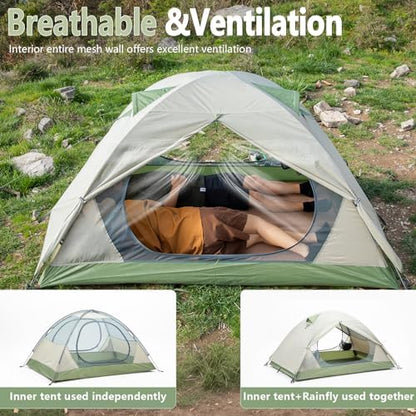 BISINNA 2 Person Camping Waterproof Easy Setup Backpacking Tent