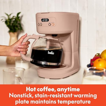 bella 12-Cup Programmable Coffee Maker with No-Drip Glass Carafe, Blossom