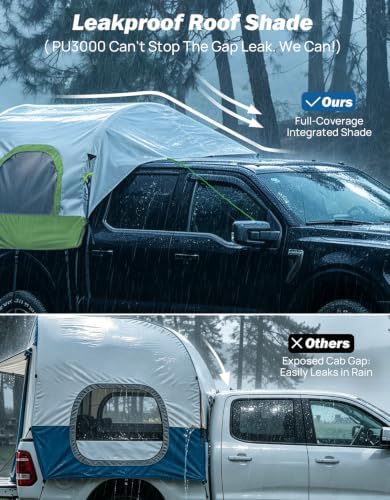 JOYTUTUS Inflatable Truck Bed Tent 5.5-6.5FT with Awning, Includes Air Pump for Quick 30S Setup, Dual-use Pickup or Camping Tent for 2 Person, Truck Tent with Waterproof Roof Shade and 3 Windows