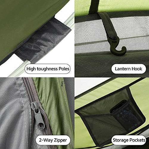 4 Person Easy Pop Up Tent,9.5’X6.6’X52'',Waterproof, Automatic Setup,2 Doors-Instant Family Tents for Camping, Hiking & Traveling