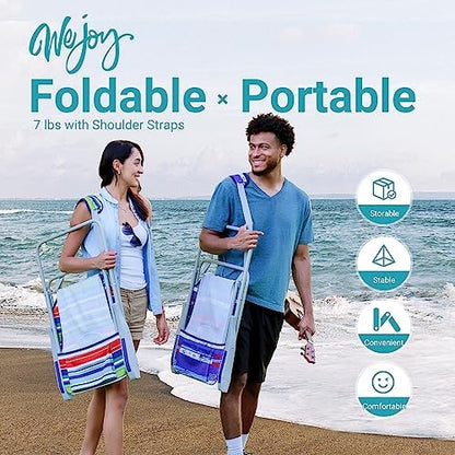#WEJOY Folding Beach Chairs for Adults, High Back Lightweight for Camp Lawn