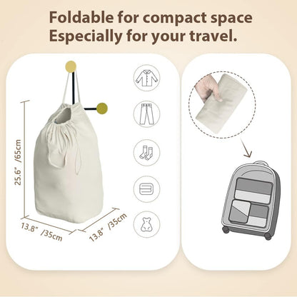 MCleanPin Washable Laundry Bags with Handles,140L Dirty Clothes Storage for College Dorm & Travel,2 Pack (Beige)