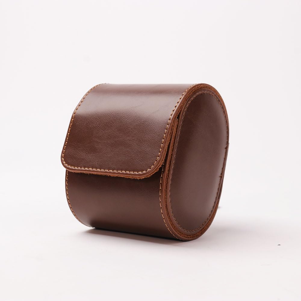 HAN QIANG Single Watch Roll Travel Case Chic Portable Vintage Leather Display Watch Storage Box Gift Watch Case (Brown), HQ-099