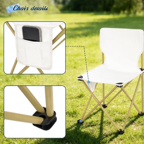 Camping Table with 2 Chairs, Portable Folding Picnic Table Set-Beige