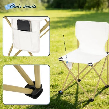 Camping Table with 2 Chairs, Portable Folding Picnic Table Set-Beige