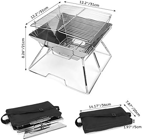 Odoland Portable Folding Charcoal Grills for Outdoor Picnic Backpacking BBQ