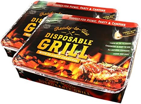Disposable Charcoal Grill On-The-Go Ready to Use Easy to Light Kosher | Pack of 2