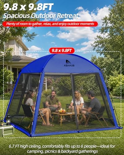 Abahub Portable Screen House Tent for 4-6 Person, 9.8x9.8x6.7 ft, Blue