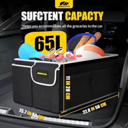 MIKKUPPA Trunk Organizer with Lid - 65L Collapsible Car Organizer