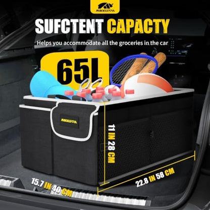 MIKKUPPA Trunk Organizer with Lid - 65L Collapsible Car Organizer