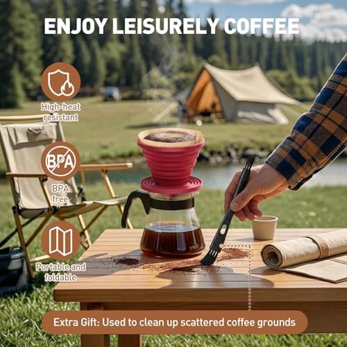 2Pcs Collapsible Pour Over Coffee Dripper, Silicone Filter Holder