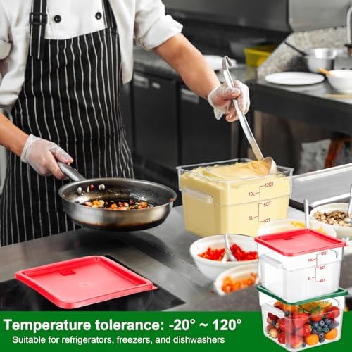 FoldTier 2 Pcs Square Food Storage Containers, Green, Red, 12 Qt