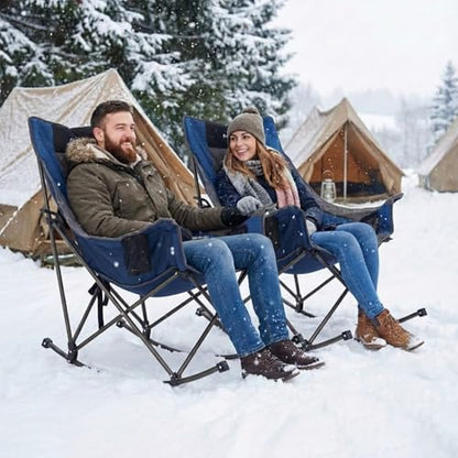 SUNNYFEEL Oversized Folding Rocking Camping Chair 2 Pack, 500lbs Blue