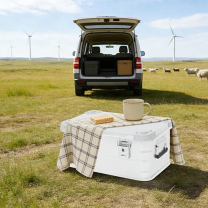 Aluminum Storage Box with Lid, 30L/7.93Gal Heavy Duty Overland Storage Box Stackable Trunk Organizer with Handles & Latches for Truck Bed SUV Camping Outdoor Home Organization