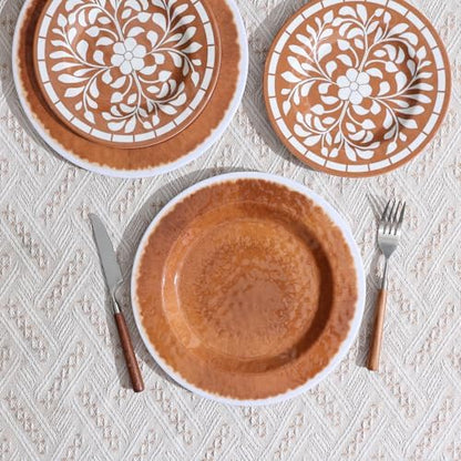 Melamine Plates and Bowls Set - Brown-Yellow