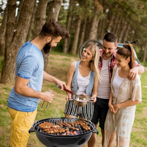 Outvita Charcoal Grill, 18 inch Stainless Steel BBQ with Wheels, Black