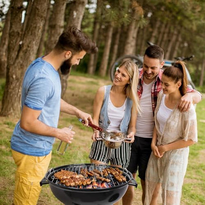 Outvita Charcoal Grill, 18 inch Stainless Steel BBQ with Wheels, Black