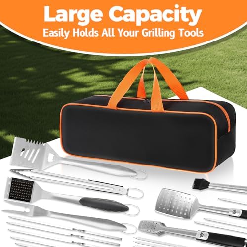 Grill Utensil Storage Bag for Outdoor Grilling, 20 x 6 x 5 in, Black