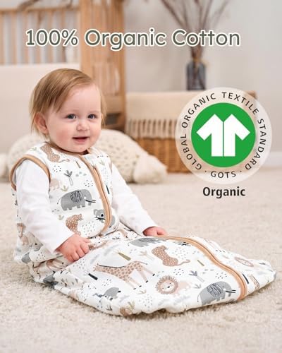 Yoofoss Baby Sleep Sack 0-6 Month 1.5TOG 100% Organic Cotton 2-Way Zipper