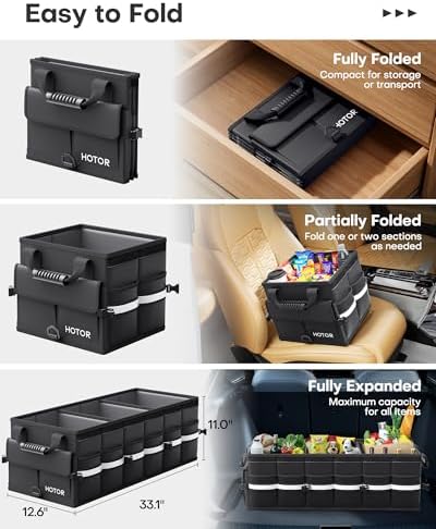 HOTOR Trunk Organizer - Car Organizers for SUV with Removable Cooler Bag