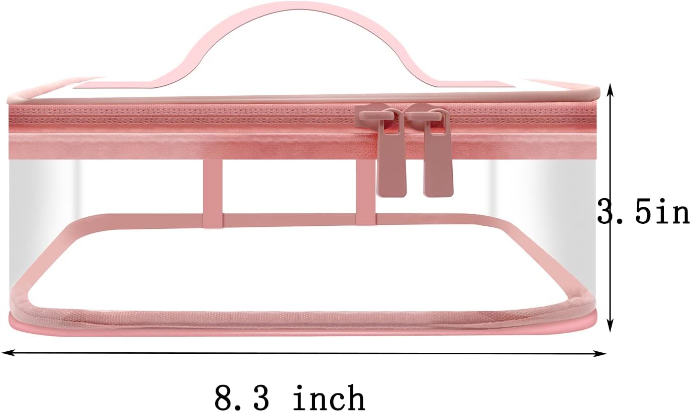Clear Makeup Bags, 2 Pcs Transparent Cosmetic Bags, Pink, Black