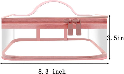 Clear Makeup Bags, 2 Pcs Transparent Cosmetic Bags, Pink, Black