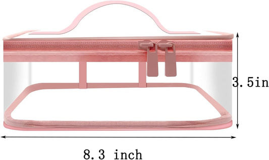 Clear Makeup Bags, 2 Pcs Transparent Cosmetic Bags, Pink, Black