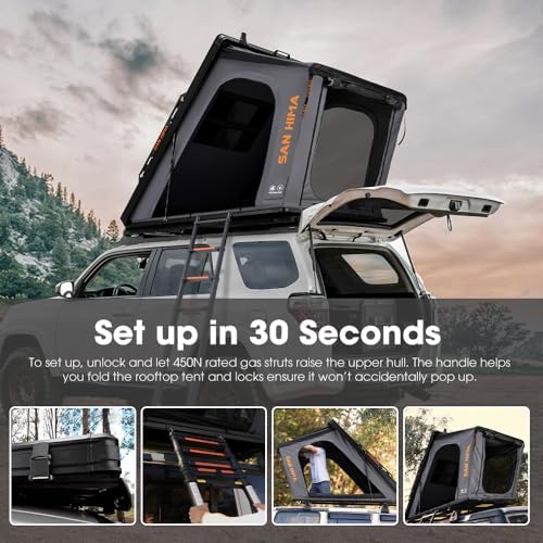 SanHima Hotham Rooftop Tent Hard Shell, Aluminium Roof Top Tent for Car SUV Truck