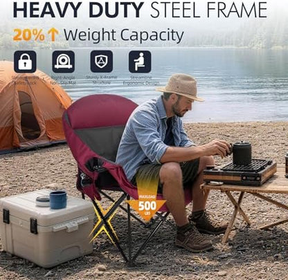Oversized Camping Chair for Adults 2 Pack - Heavy Duty Outdoor Padded Chair