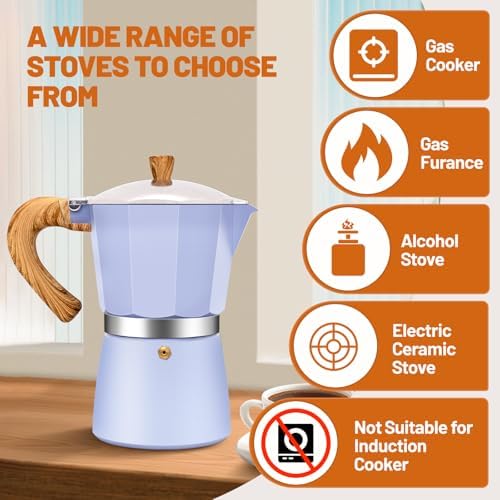 9 Cup Aluminum Espresso Stovetop Moka Pot Express Coffee Maker Percolator Italian Classic Mocha Coffee Machine for Italian and Cuban Cafe Brewing for Home & Camping 450ml 15oz